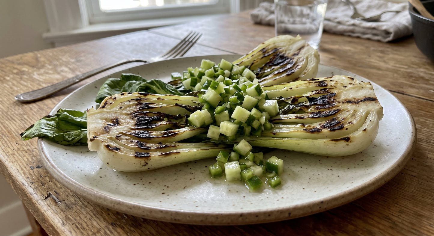 Recipe Card - Bok Choy Steaks w/ Jalapeno-Cucumber Relish- FREE