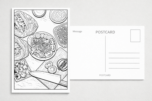Coloring Postcard - #9 "Salad Spread" - FREE WITH ANY ORDER