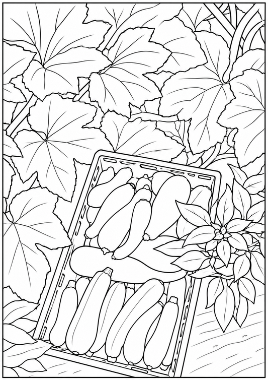 Coloring Card - #21 "Squash Harvest" - FREE WITH ANY ORDER
